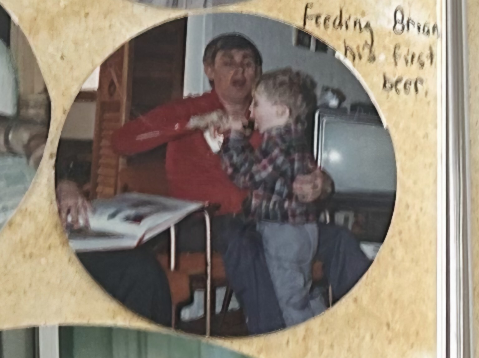 Robert Davies with infant grandson Brian at Allandale, circa 1981 or 1982