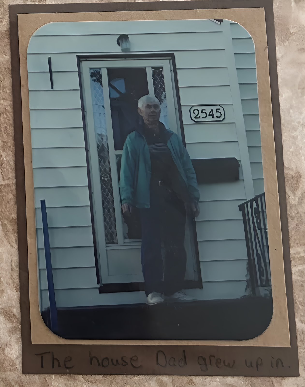 Robert Davies at his boyhood home in Halifax around 2000