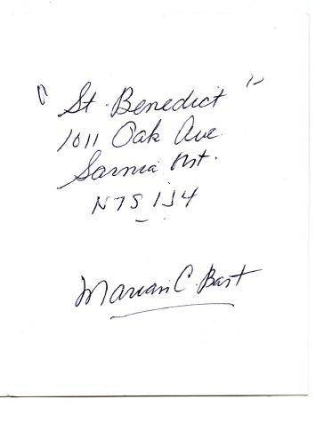 Handwriting on the reverse giving the church name and address.