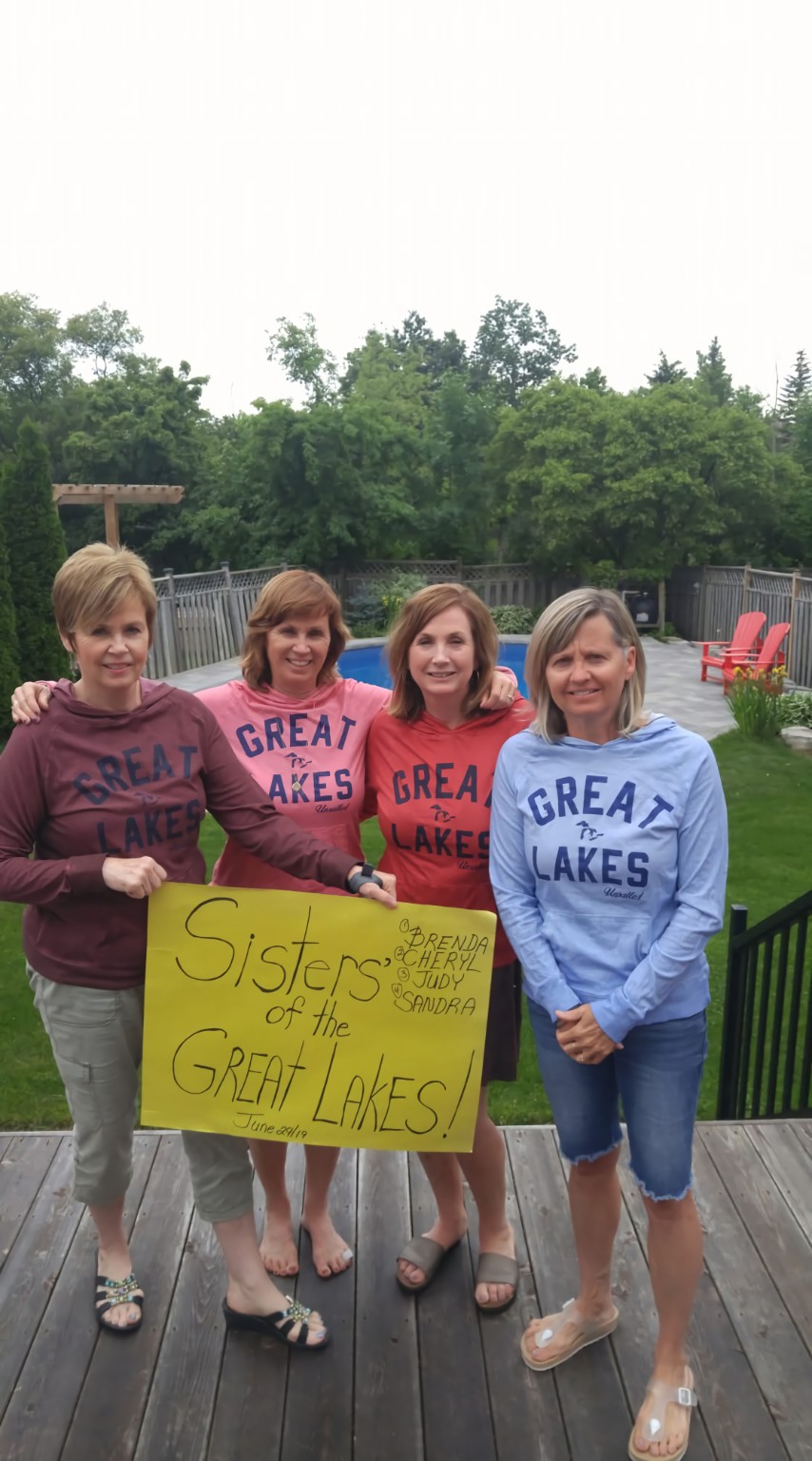 Brenda, Cheryl, Judy and Sandra on their Sisters of the Great Lakes trip in June 2019