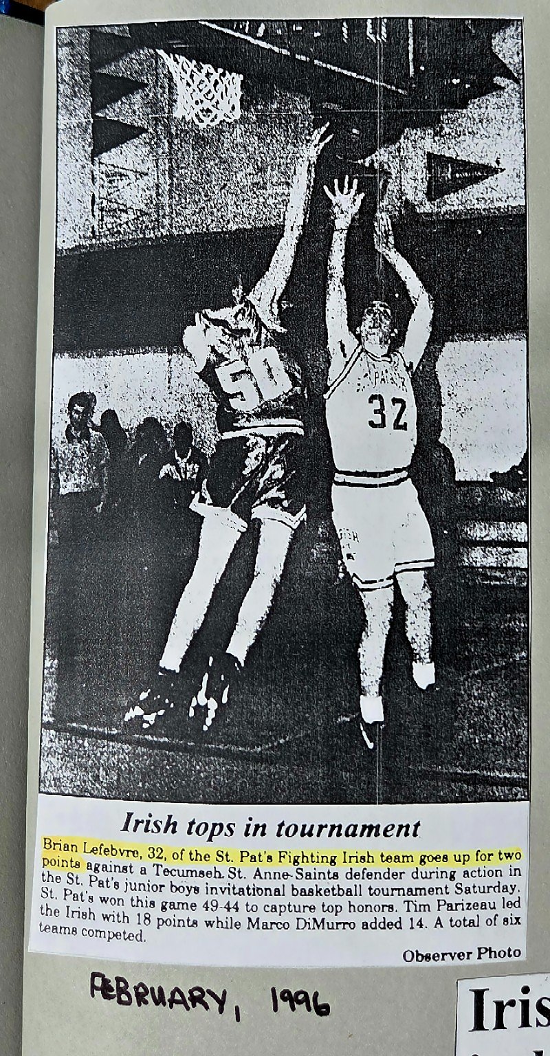 Brian Lefebvre playing basketball for St Patrick’s