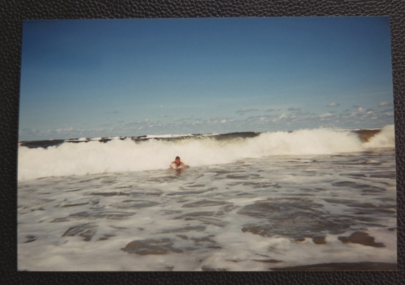 Brian in the wake at Johnny's family beach - heaven