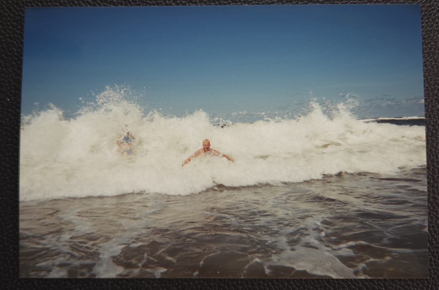 Brian in the wake at Johnny's family beach - heaven